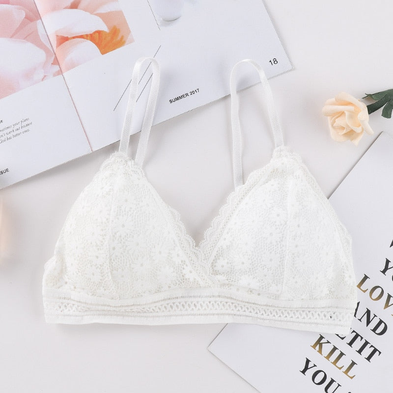 Women Lace Padded Bras Beauty Back Wrapped Chest Comfortable Wire